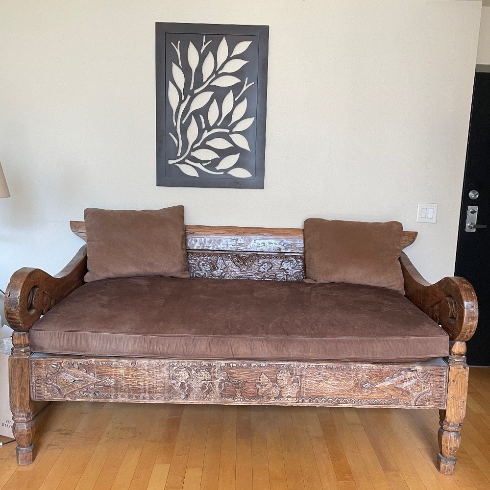 Vintage Heavy Crafted Wood Daybed